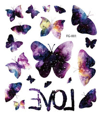 Original Butterfly Design Tattoo Sticker Girl Wrist Arm Leg Fake Tattoo Body Art Sticker Gradient Unicorn Temporary Tattoo Child