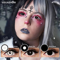 YICKYUE White Blind Block Colored Contact Lenses for Eyes Makeup Cosplay Anime Coloured Contact Lens Black Blinded Lens Yearly