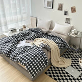 3pcs Classic Black and White Plaid Striped Duvet Cover Set Soft Washed Cotton Quilt Cover Adult Children Bedroom Bedding Set