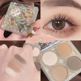 Yickyue 4-color Earth Color Pearlescent Affordable Eye Shadow Palette Glitter Pearly Eyeshadow Palette Fashion Korean Eye Makeup Palette