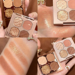 Yickyue 4 Colors Bright Gemstone Eyeshadow Palette Girl Gift Pearly Matte Nude Eye Shadow Waterproof Sweatproof Lasting Makeup Cosmetic