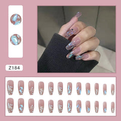 24pcs/box artifical nails fake Wearable nail tips Long Detachable press on nails Fake Nail Finished Nail Piece Sticker Ballet