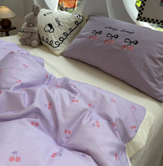 YICKYUE - Fashion purple cherry beding set 1.2 1.5 1.8 2.0,twin full queen king brief cotton home textile bed sheet pillowcase quilt cover