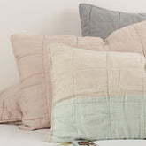 Yickyue 100% Wash Linen Home Bed Pillow Shams Natural French Faux Pic-Stitch 50x75cm 2 Pcs Elegant Quilted Pillowcase for Bedroom TJ8101