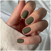 YICKYUE - Short Pearlucent Fake Nails Solid Color Simple Style Nail with Stick Glue for Daily Students Nail Decoration