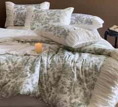 YICKYUE - Romantic fairyfair pastoral flower beding set,full queen king green blue red home textile flat sheet pillow case duvet cover