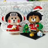 Santa Claus Coat Tree Gifts DIY Mini Diamond Blocks Bricks Building Toy for Children LOZ Animal World Christmas Bear 2PCS no Box
