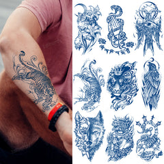 YICKYUE - Semi Permanent Temporary Tattoo Sticker 8Pcs/Set Herbal Juice Ink Long Lasting Body Art Painting For Men Women Adult