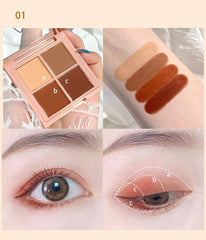 Yickyue 4 Colors Matte Glitter Eyeshadow Pallete Long Lasting Waterproof Shimmer Eye Shadow Palette Metallic Makeup Pigment Cosmetic