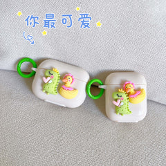 Dinosaur and chicken 3d cute earphone charging box for apple airpod 3 2 1 soft headset case for airpods pro cartoon cover capa