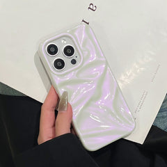 YICKYUE - 3D Blue light Color Water Ripple Pattern Phone Case For iPhone 16 15 14 13 12 11 Pro Max 15pro Soft Shockproof Back Cover Girls