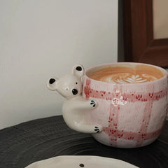 YICKYUE - Retro Hand-painted Underglaze Color Three-dimensional Coffee Cups Plates Latte Flower Cups Afternoon Tea Breakfast Cups