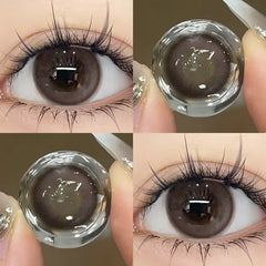 YICKYUE - 2pcs Color Contact Lenses With Myopia Degree-0.00~ -8.00 Blue Pink Nature Beauty Pupil Makeup Brown Eye Free Shipping
