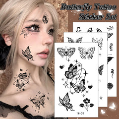 YICKYUE - Flower Butterfly Tattoos Sticker Waterproof Disposable Transfer Temporary Tattoo Women Men Hand Arm Body Fake Tattoos Decoration