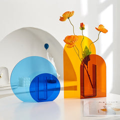 Nordic Home Decoration Vase Rainbow Acrylic Transparent Ins Household Vase Living Room Desktop Terrarium Decoration Accessories