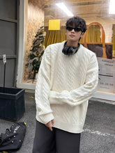 Hearujoy Men's Cozy Cable Knit Sweater - Casual, Loose-Fit, Thick & Warm for Fall/Winter, Solid Color