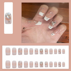 24PCS 2022 Artificial Nails Cute Rhinestones Design Fake Nail Full Coverage Nails High Quality Press On Nails Wholesale