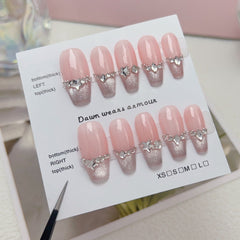 Pink Diamonds Handmade Press On Nails