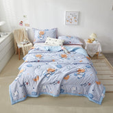 Lovely Space Bear Pattern Spring Summer Quilt for Children Adults Mechanical Wash Quilted Quilts King Queen Size Thin Comforter