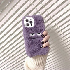 Korean Cute Funny Fur Fluffy Phone Case For iphone 13 12 11 Pro MAX Mini X XS XR 7 8 Plus SE Girl Cover Soft Plush Coque