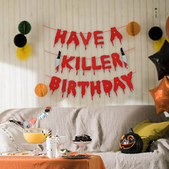 Have A Killer Birthday Banner Blood Bunting Halloween Decoration Paper Garland For Birthday Party Home Decor Supplies Scary Prop