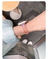 YICKYUE - Women Slim Transparent Laser Strap for Apple Watch Band 42mm 46 49 45 40 44 38 41mm Acrylic Bracelet for iWatch 10 9 8 7 SE 6 5
