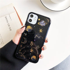 Space Planet Glitter Case For iPhone 11 12 13 Pro Max 13 Mini XR X XS Max 7 8 Plus 6 6S SE 2 Cases Soft Epoxy Clear Back Cover