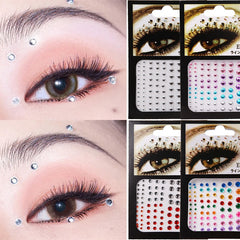 Colorful Crystal Eyes Stickers Temporary Tattoo Diamond Makeup Face Jewel Stickers Festival Party Body Nail Art Rhinestones