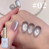 YICKYUE - 12ML 1-12PCS Blue Red Glass Bead Promordial Qi Sparkling Water Cat Eye Magnetic Gel Nail Polish Summer Nails White Nails
