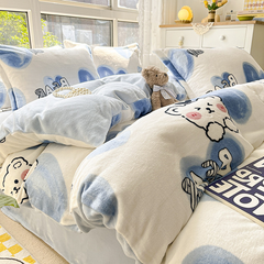 Winter Warm Soft Double Side Plush Duvet Cover Magic Velvet Thick Bed Blanket Cover Funny Cartoon Print Comforter Quilt Cover