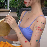 YICKYUE - 20pcs Colorful Butterfly Temporary Sticker Tattoo Watercolor Flower Heart Body Art Tattoos Waterproof Fake Arm Body Tattoo Girls