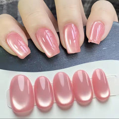 YICKYUE - 10ml Pink Glass Bead Cat Magnetic Gel Nail Polish Spring Moonlight Jelly Crystal Semi Permanent Soak Off Manicure