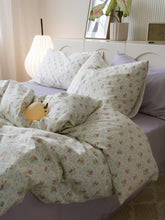 Ele Floral Cotton Bedding Set 00% Pure Combed Cotton 4-Piece Bedding Set for Students Dormi 3-Piece Duvet Cover Bedding