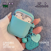 Summer blue love pendant keychian earphone case for apple airpods pro silicone heart cute cover for airpod 1/2 charging box capa