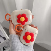 Red flower soft silicone 3D cute earphone charging case for airpod pro wireless bluetooth cover for apple airpods 1 2 3 capa