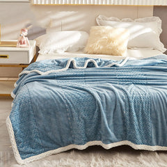 A class yarn-dyed milk fleece blanket winter plus velvet thick coral fleece sheets student dormitory nap blanket