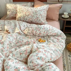 YICKYUE - Ins Style Bedding Set Fashion Solid Color Washable Duvet Cover Without Comforter Pillowcases Sheet for Student Soft Home Textile