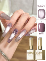 YICKYUE - 15ML Purple Cat Eye Nail Polish Set Semi-Permanent Nail Art Soak-In UV LED Nail Salon DIY Essential