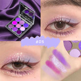 YICKYUE - 9 Colors Makeup Party Eyeshadow Pallete Shiny Purple Eye Shadow Palette Brown Shimmer Glitter Matte Shades Neon Pigments