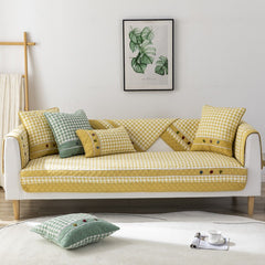 Plaid Sofa Towel Cotton Sofa Cover for Living Room Four Season Universal Quilted Carpet Rugs Slip Resistant Couch Cover CHAUSUB