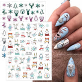 Winter Xmas 3D Nail Sticker Christmas Elk Santa Snowflake Rabbit Cartoon Slider Design Polish Nails Decals Nail Art DIY Decor