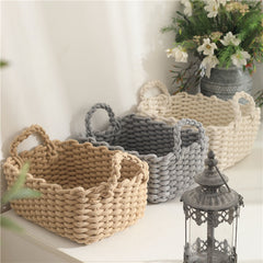 Cotton Knitting Sundries Toys Storage Basket Handwoven Sundries Holder Clothes Underwear Storage Box Snacks Cosmetics Container