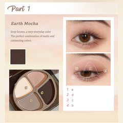 Yickyue Chestnut Matte Eye Shadow Contour Palette Makeup 4 Colors Long-Lasting Face Highlighters Make Up Contouring Powder Cosmetics