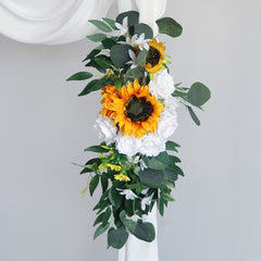 2Pcs Sunflower Garland Artificial Flowers Vine Fake Silk Sun Flowers Hanging Vines for Balcony Garden Wedding Decoration