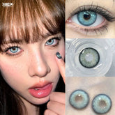 YICKYUE - 1 Pair Korean Lenses High Quality Colored Contact Lenses with Degree Myopia Lenses Green Iris Lenses New Fast Shipping