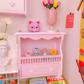 YICKYUE Ins Pink Storage Rack Girl Rack Wall Hanging Wooden Desktop Organizer Display Cabinet Room Home Decoration