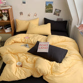YICKYUE - 3pcs Duvet Cover Microfiber Solid Color Bedding Set Yellow Comforter Cover with 2 Pillowcase Modern Home Bedroom Quilt Cover