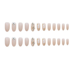 24 pcs/set French Luxury Fake Nails Press On Butterfly Rhinestone Nails Square Acrylic False Nails With Glue For Nail Extension