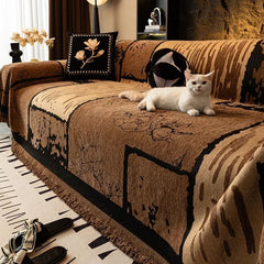 YICKYUE - Chenier Vintage Sofa Cover Cloth Anti Cat Scratch Anti Slip Backrest Towel A Whole Fully Enclosed Dust Couch Cover Cloth 3 Seat