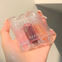 Capovini 3 Packs of Transparent Water Gloss Lip Gloss Pearl Gloss Lip Gloss Glass Moisturizing Natural Jelly Color Lip Makeup